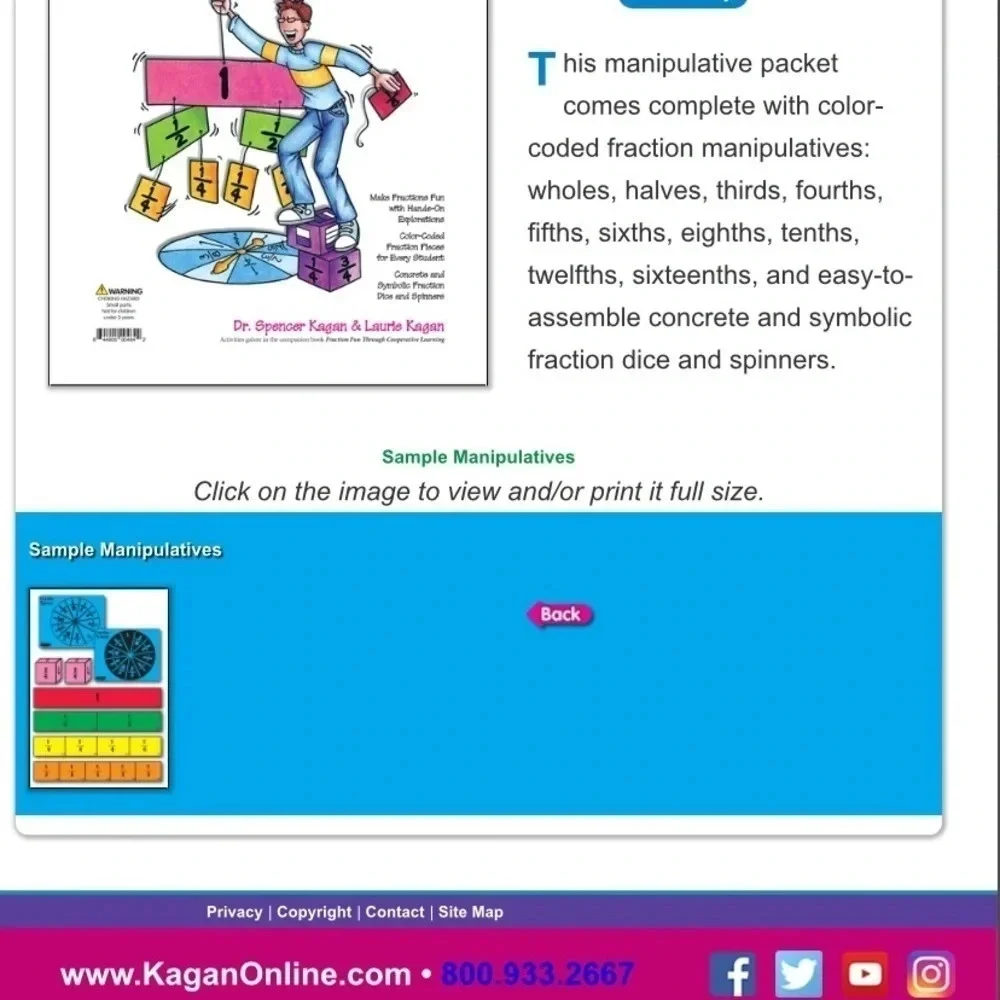 Kagan fraction manipulatives grades 2 to 12 construct color-coded fractions NWT